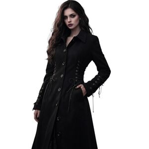 Pamela McCoy Lace Up Long Coat Corset Gothic *Flaw Size M